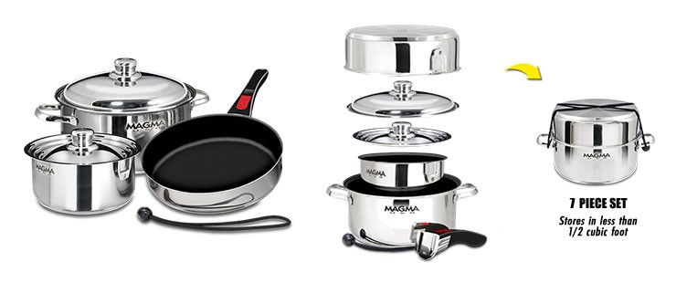 Magma Nesting 7-Piece Stainless Steel Cookware Set with Ceramica