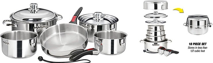 Magma 10 Piece Nesting Cookware - Stainless - Cookware